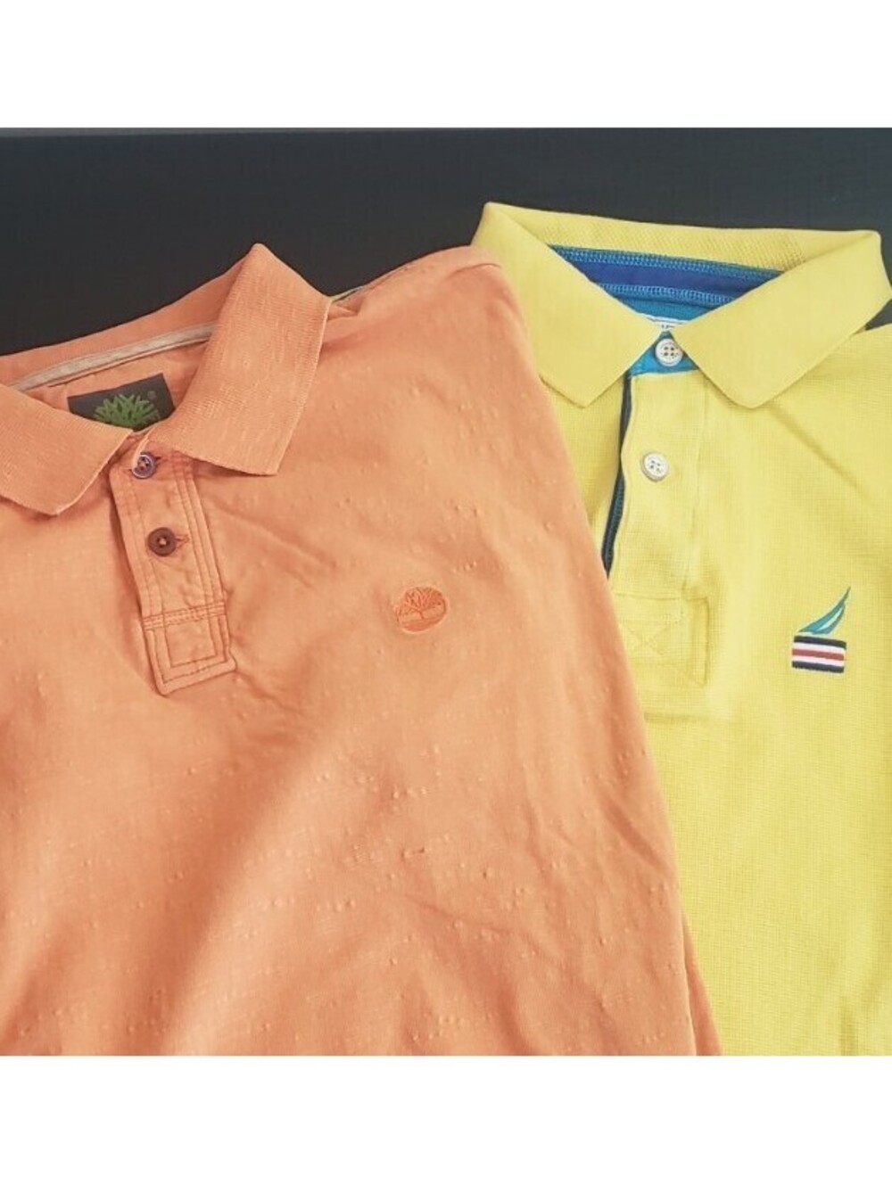 VTG Polo Shirts Men's Large Timberland Nautica Orange Melon Yellow Short Sleeve